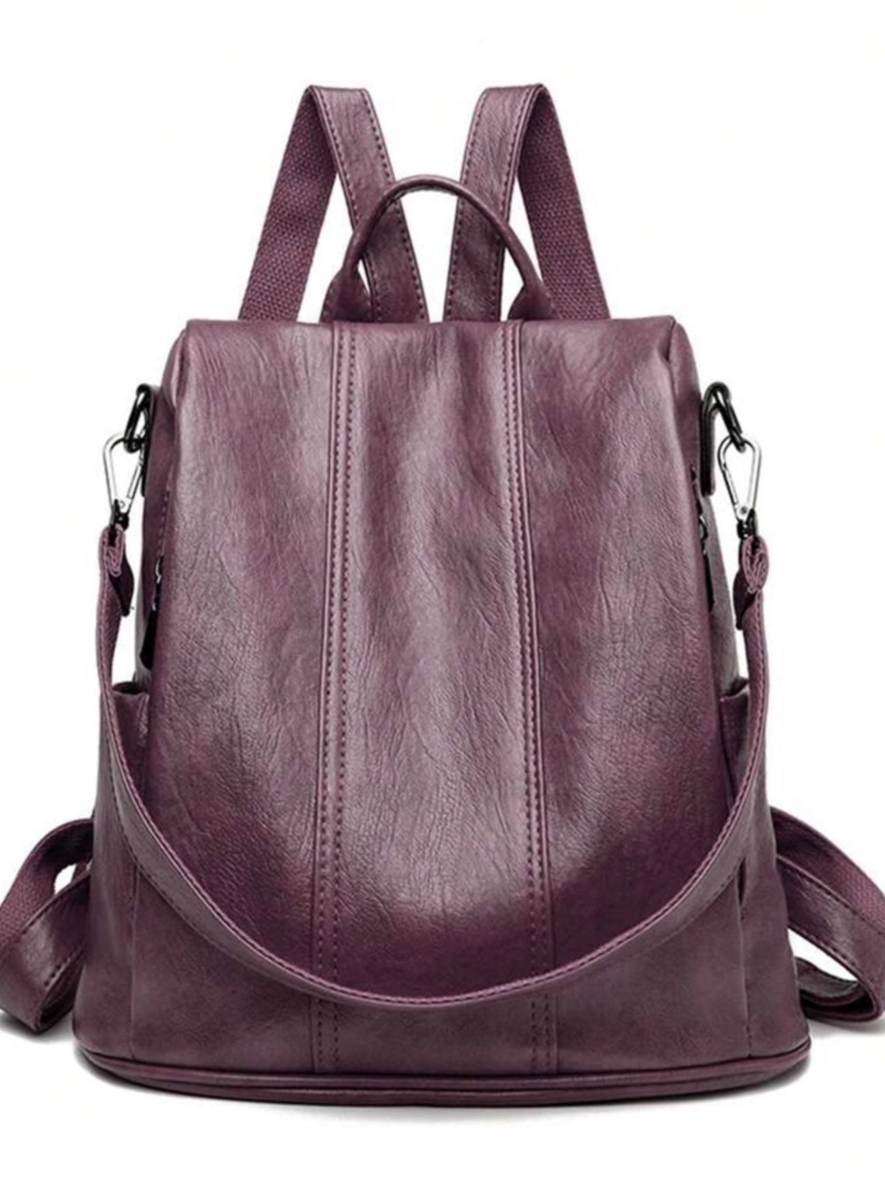 Vintage style Women's Purple genuine Leather Backpack Purse